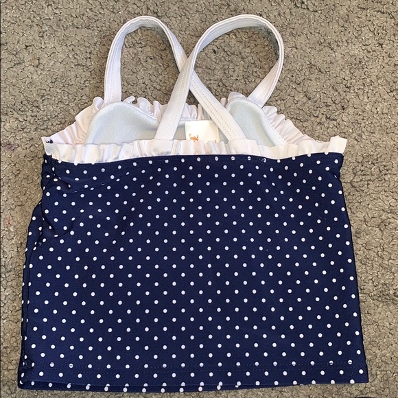 Girls Two Piece Navy/White Polka Dot SwimSuit - Picture 3 of 5